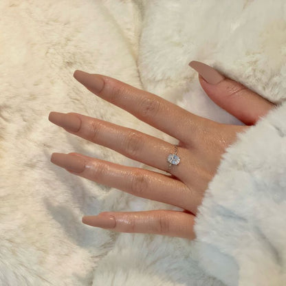 Verstellbarer Ring für Damen mit 925 Sterling Silberkette und Ovalem Zirkonia Stein