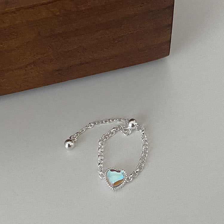 Moonstone Heart Ring | Verstellbare Ringe in 925 Sterling Silber
