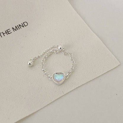 Moonstone Heart Ring | Verstellbare Ringe in 925 Sterling Silber